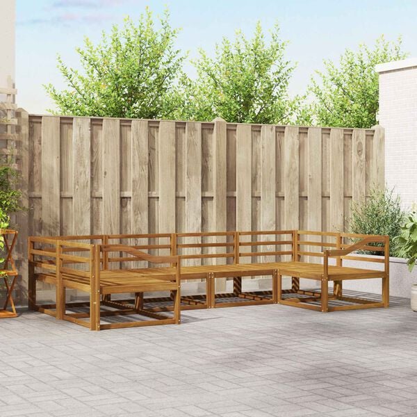 vidaXL Udend&oslash;rs sofagruppe 6 pcs Naturfarvet Massivt Akacietr&aelig;