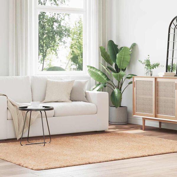 vidaXL shaggy gulvt&aelig;ppe NAVARRA 160x230 cm h&oslash;je luv polyester beige