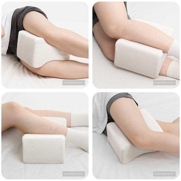 vidaXL Knee Pillow Hvid Memory skum og polyester 26 x 21,5 x 15 cm