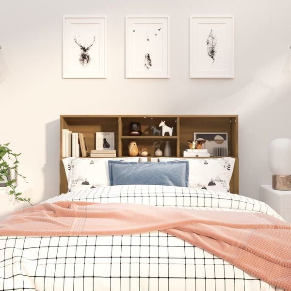 vidaXL sengegavl med opbevaring 120x19x103,5 cm brun egetr&aelig;sfarve