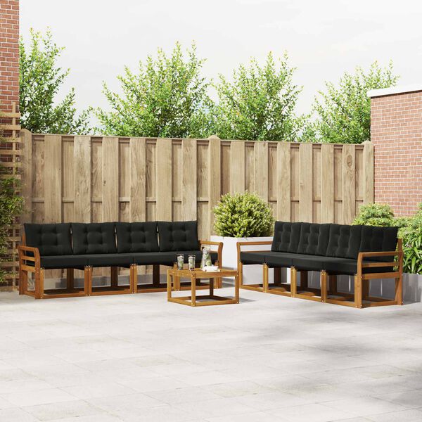 vidaXL Udend&oslash;rs sofagruppe med pude 9 pcs Naturlig og sort