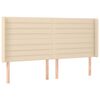 vidaXL sengegavl med LED-lys 203x16x118/128 cm stof cremefarvet
