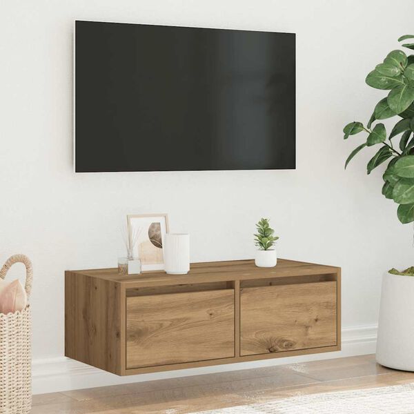 vidaXL tv-bord med LED-lys 75x35,5x25 cm kunsteg