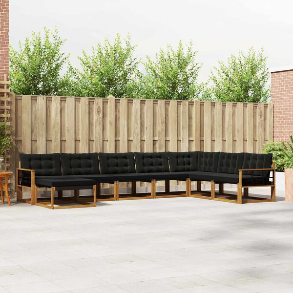 vidaXL Udend&oslash;rs sofagruppe 8 pcs Naturlig og sort Massivt Akacietr&aelig;