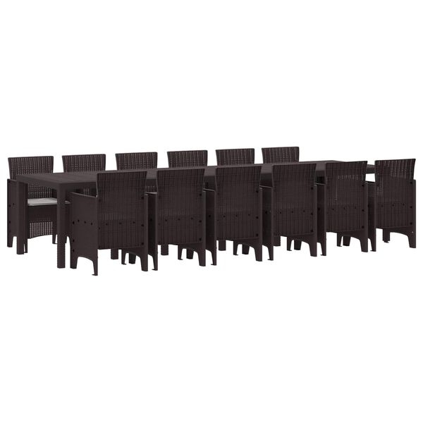 vidaXL Have Spisebordss&aelig;t 13 pcs Brun Polt rattan