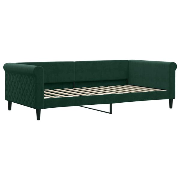 vidaXL daybed 100x200 cm velour m&oslash;rkegr&oslash;n