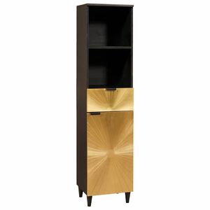 vidaXL Badev&aelig;relsesskab Sort og Guld 38 x 33 x 160 cm Massivt mangotr&aelig;