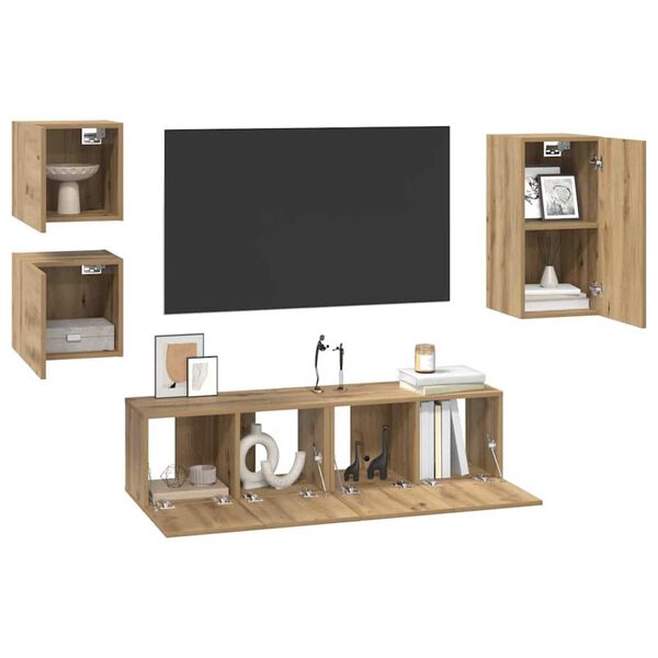 vidaXL TV Skabss&aelig;t 5 pcs artisan eg 30.5 x 30 x 60 cm Konstrueret tr&aelig;