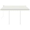 vidaXL markise med stolper 3x2,5 m automatisk betjening cremefarvet