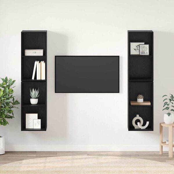vidaXL TV-m&oslash;bels&aelig;t 4 pcs Sort eg 37 x 37 x 72 cm Konstrueret tr&aelig;