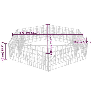 vidaXL sekskantet gabion-højbed 200x173x40 cm