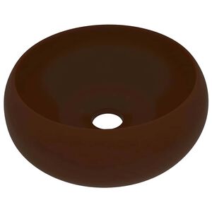 vidaXL luksuri&oslash;s h&aring;ndvask 40x15 cm rund keramik mat m&oslash;rkebrun