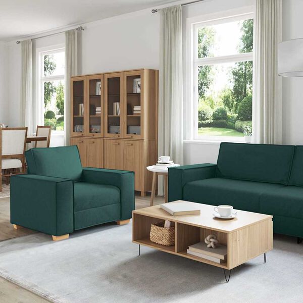 vidaXL Sofa 3 pcs M&oslash;rkegr&oslash;n 220 x 80 x 84 cm Linned-blandet stof