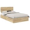 vidaXL Opbevaringsseng Sonoma eg 135 x 190 cm Konstrueret tr&aelig;