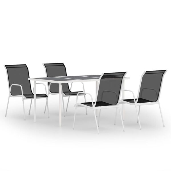 vidaXL udendørs spisebordssæt 5 dele stål sort