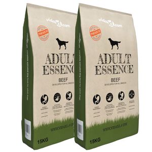 vidaXL tørfoder til hunde 2 stk. Adult Essence Beef 30 kg