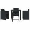 vidaXL Have Spisebordss&aelig;t med pude 5 pcs Sort polyrattan