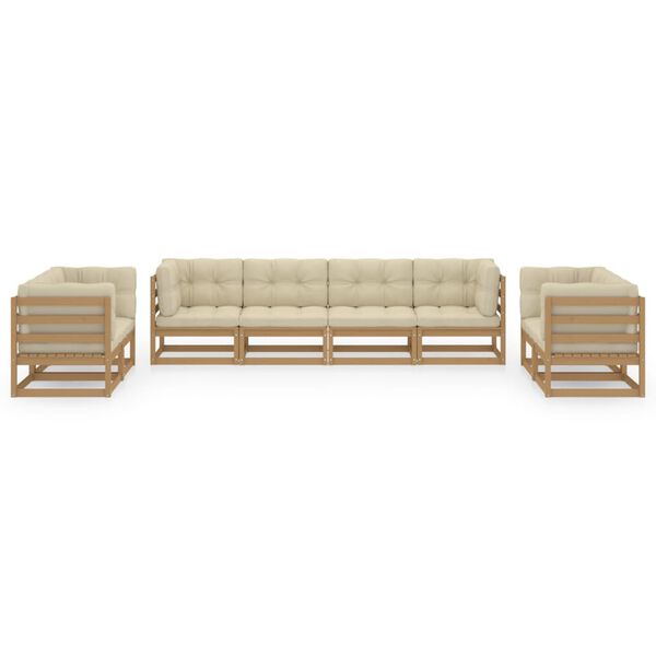 vidaXL lounges&aelig;t til haven 8 dele med hynder massivt fyrretr&aelig;