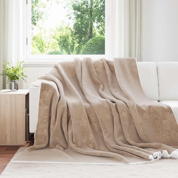 vidaXL Throw t&aelig;ppe Camel 220 x 240 cm Fleece