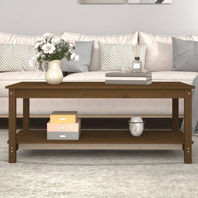 vidaXL sofabord 110x55x45 cm massivt fyrretræ gyldenbrun