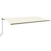 vidaXL markise m. LED + vindsensor 600x350 cm automatisk cremefarvet