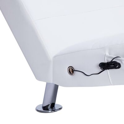 vidaXL chaiselong med massagefunktion og pude kunstlæder hvid