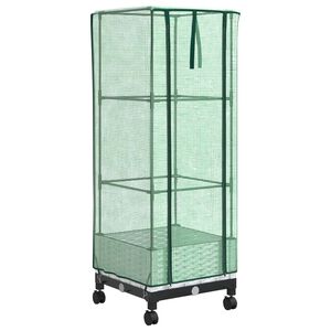vidaXL Haveplantekasse med drivhusd&aelig;kke og hjul Hvid 40 x 40 x 129 cm