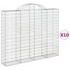 vidaXL buede gabionkurve 10 stk. 200x30x160/180 cm galvaniseret jern