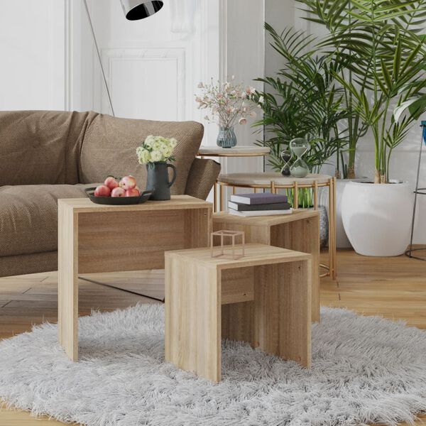 vidaXL indskudsborde 3 stk. konstrueret tr&aelig; sonoma-eg