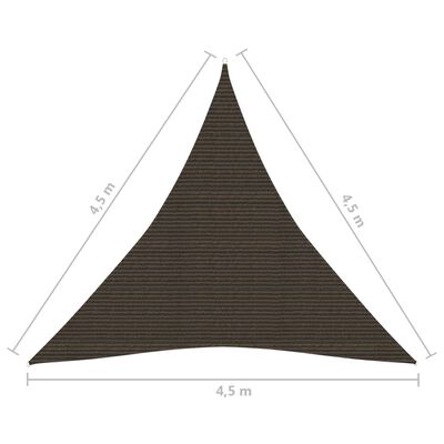 vidaXL solsejl 4,5x4,5x4,5 m 160 g/m² HDPE brun
