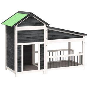 vidaXL hundehus 143x60,5x109 cm massivt fyrretr&aelig; gr&aring;