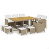 vidaXL spisebordss&aelig;t til haven 11 dele med hynder polyrattan beige