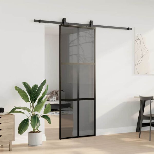 vidaXL skyded&oslash;r med hardwares&aelig;t 76x205 cm h&aelig;rdet glas sort