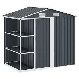 vidaXL haveskur med reol 205x130x183 cm jern antracitgr&aring;