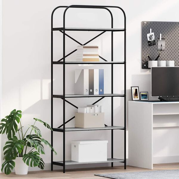 vidaXL Bogreol Gr&aring; Sonoma 80 x 30 x 183 cm Konstrueret tr&aelig;