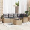 vidaXL Havesofa Sæt med pude 6 pcs Beige polyrattan