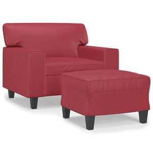 vidaXL sofastol med fodskammel 60 cm kunstl&aelig;der Vinr&oslash;d