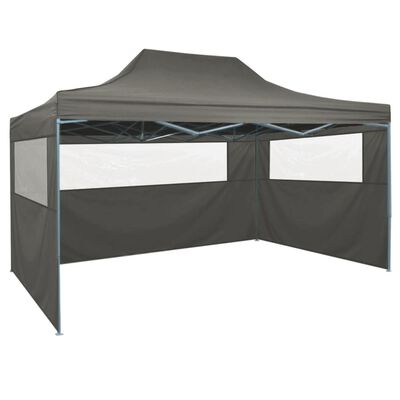 vidaXL foldbart telt med 3 sidevægge 3 x 4,5 m antracitgrå