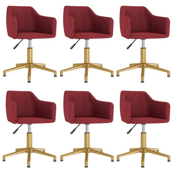vidaXL drejelige spisebordsstole 6 stk. velour vinr&oslash;d
