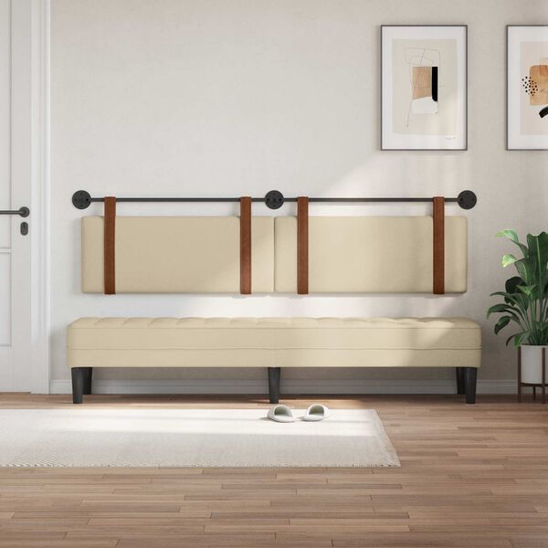 vidaXL H&aelig;ngende Hovedgavl V&aelig;gmonteret Creme 210 x 55 x 5 cm Antik PU