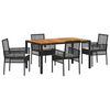 vidaXL Have Spisebordss&aelig;t 5 stk. Sort polyrattan