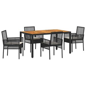 vidaXL Have Spisebordss&aelig;t 5 stk. Sort polyrattan