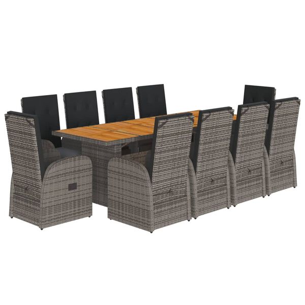 vidaXL lounges&aelig;t til haven 11 dele med hynder polyrattan gr&aring;