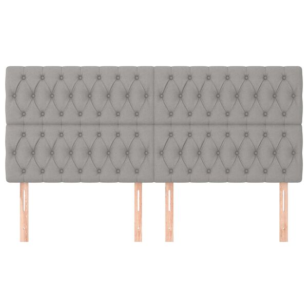 vidaXL sengegavl lysegrå 180x7x118/128 cm stof