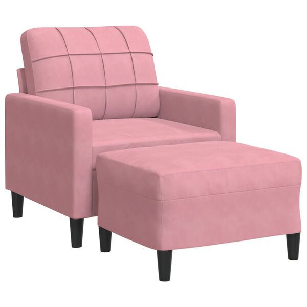 vidaXL sofastol med fodskammel 60 cm velour lyser&oslash;d