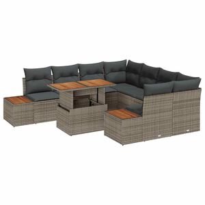 vidaXL Havesofa S&aelig;t 9 stk. Gr&aring; Poly rattan