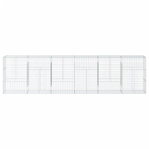 vidaXL gabionkurv med cover 600x50x150 cm galvaniseret jern
