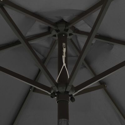 vidaXL parasol med LED-lys 200x211 cm aluminium antracitgrå