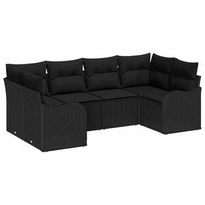 vidaXL Havesofa S&aelig;t med pude 6 pcs Sort Poly rattan