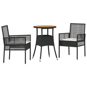 vidaXL Have Spisebordss&aelig;t 3 pcs Sort polyrattan
